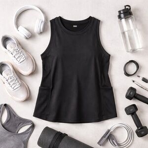 DSG | Black Athletic Tank Top | Mesh Panel Workout Gym Training | Size L